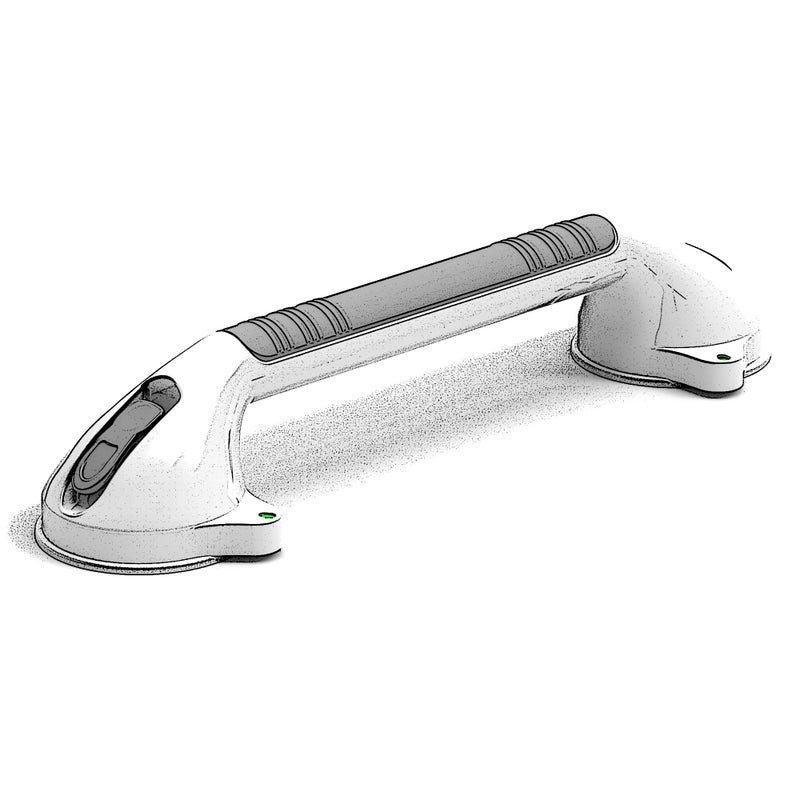 AmeriLuck 16.5inch 2 Pack Suction Balance Assist Bathroom Shower Handle,Bath Grab Bar with Indicators(White/Grey) - Image 3